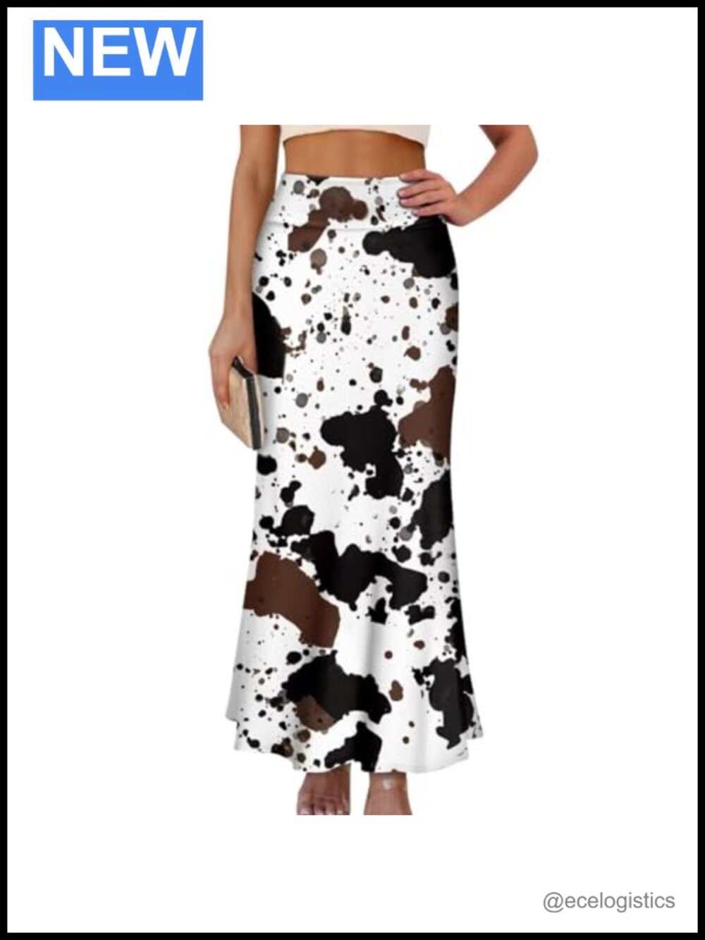 Women's Fishtail Maxi Skirt High Waist Flared Mermaid Skirt Casual Flowy Stretch